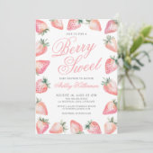 Strawberry Berry Sweet Baby Shower Einladung (Stehend Vorderseite)