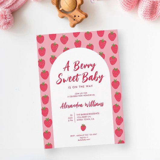 Strawberry Berry Sweet Baby Shower Einladung