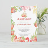 Strawberry Berry Sweet Baby Shower Einladung (Stehend Vorderseite)