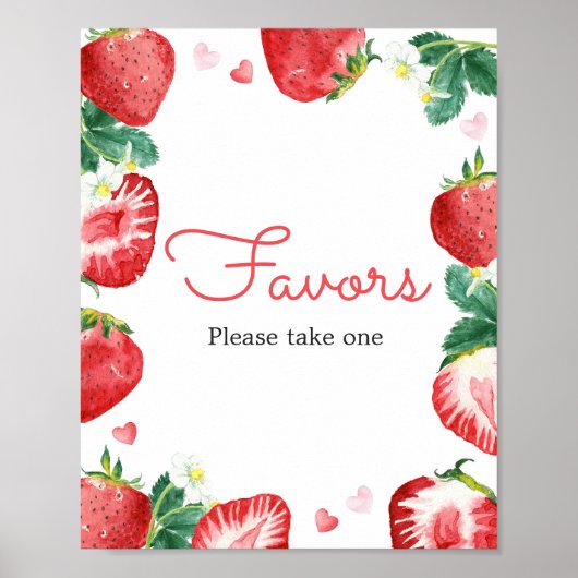 Strawberry Berry Sweet Baby Shower Favoriten Poster (Vorne)