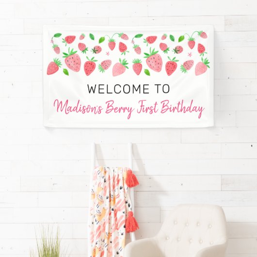 Strawberry Berry Sweet Birthday Banner (Insitu)
