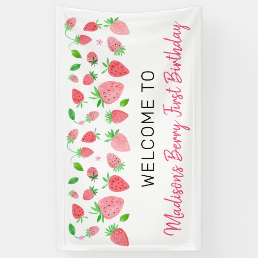 Strawberry Berry Sweet Birthday Banner (Vertikal)