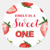 Strawberry Berry Sweet Birthday| Berry First Runder Aufkleber (Vorderseite)