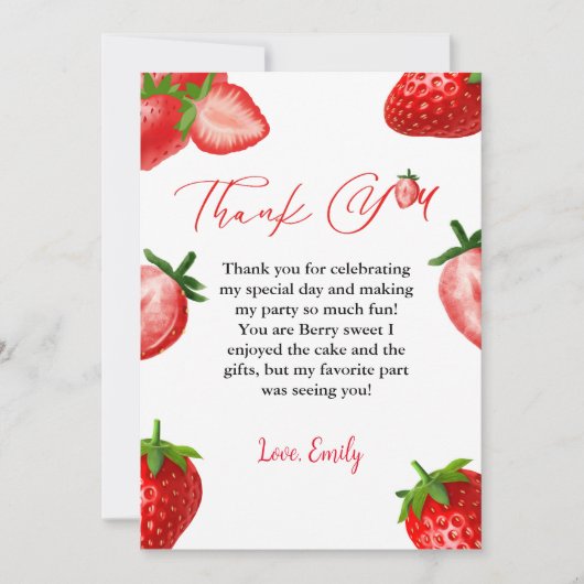 Strawberry Berry Sweet Birthday Danke, Card Ankündigung (Vorderseite)