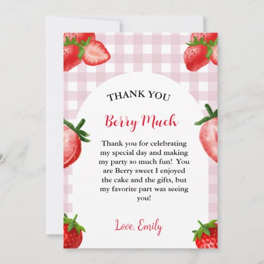 Strawberry Berry Sweet Birthday Danke, Card Ankündigung (Vorderseite)