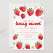 Strawberry Berry Sweet Birthday Einladung (Vorderseite)