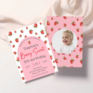 Strawberry Berry Sweet Birthday Foto Einladung