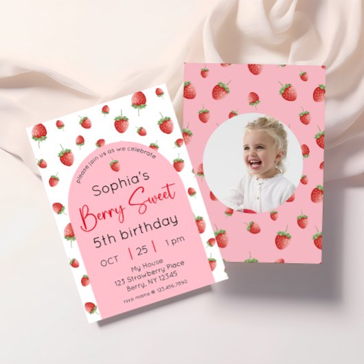 Strawberry Berry Sweet Birthday Foto Einladung