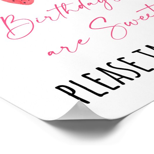 Strawberry Berry Sweet Birthday Leckerei Sign Poster (Ecke)