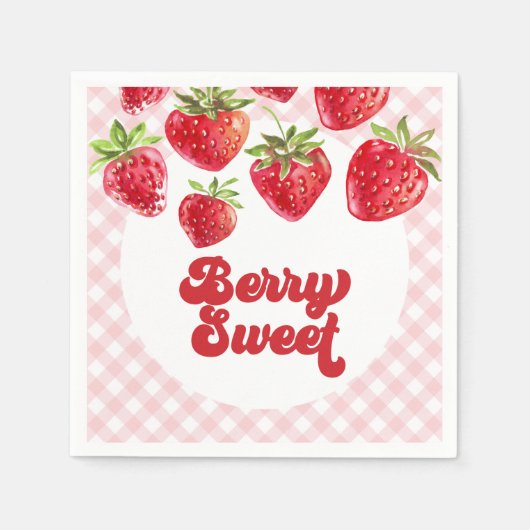 Strawberry Berry Sweet Birthday Paper Teller Serviette (Vorderseite)