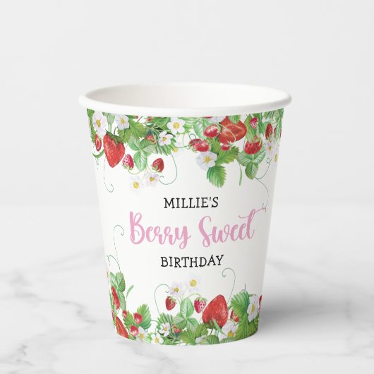Strawberry Berry Sweet Birthday Pappbecher (Vorderseite)