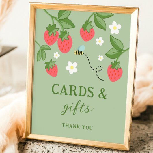 Strawberry Berry Sweet Birthday Party Sign Poster