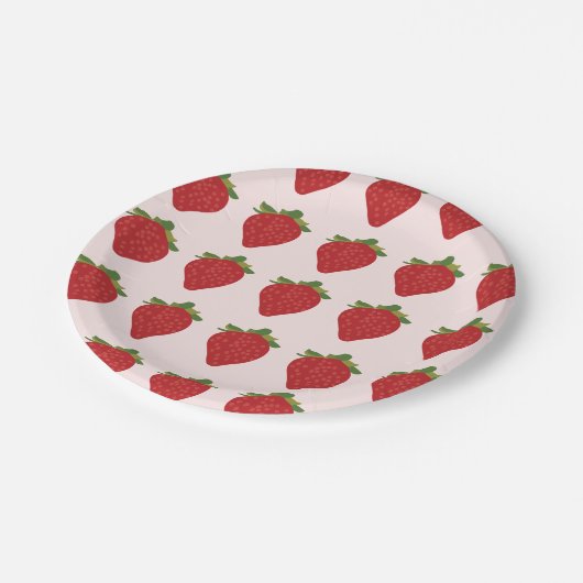 Strawberry Berry Sweet Birthday Party Strawberries Pappteller (Schrägansicht)