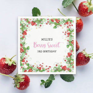 Strawberry Berry Sweet Birthday Serviette