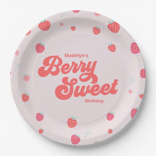 Strawberry Berry Sweet Birthday Summer Pappteller (Vorderseite)