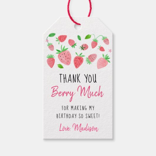 Strawberry Berry Sweet Birthday Vielen Dank Geschenkanhänger (Vorderseite)