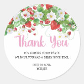 Strawberry Berry Sweet Birthday Vielen Dank Runder Aufkleber (Vorderseite)