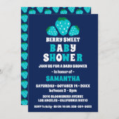Strawberry Berry Sweet Blue Boy Baby Dusche Einladung (Vorne/Hinten)