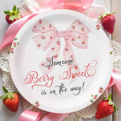 Strawberry Berry Sweet Blush Pink Bow Baby Dusche Pappteller