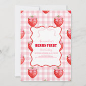 Strawberry Berry Sweet Boho 1. Geburtstag Einladung (Vorderseite)