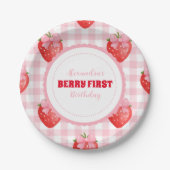 Strawberry Berry Sweet Boho 1. Geburtstag Pappteller (Vorderseite)