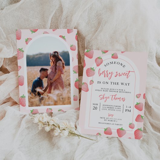Strawberry Berry Sweet Boho Kinderdusche Einladung