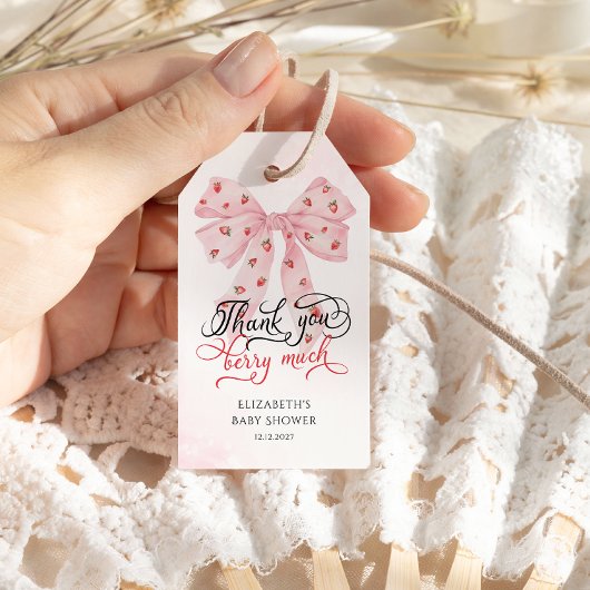 Strawberry Berry Sweet Bow Baby Dusche Vielen Dank Geschenkanhänger