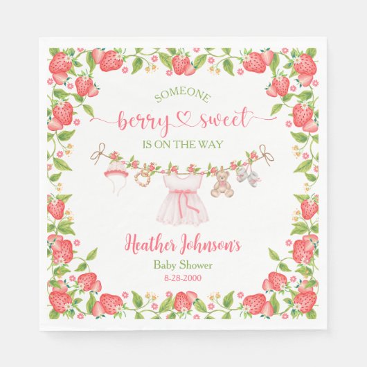 Strawberry Berry Sweet Clothesline Baby Dusche Serviette (Vorderseite)