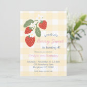 Strawberry Berry Sweet Country Frühling Geburtstag Einladung (Stehend Vorderseite)