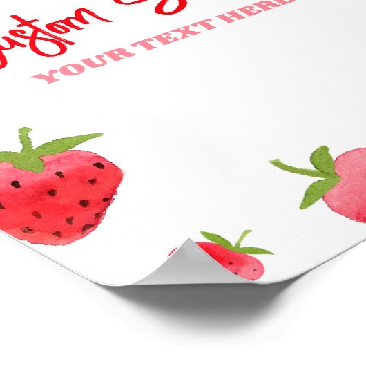 Strawberry Berry Sweet Custom Party Sign Poster (Ecke)