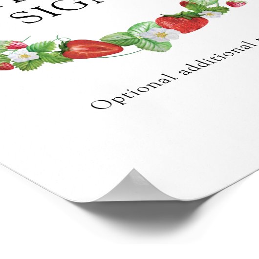 Strawberry Berry Sweet | Custom Text Baby Shooter Poster (Ecke)