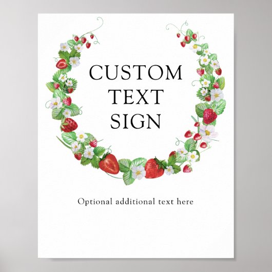 Strawberry Berry Sweet | Custom Text Baby Shooter Poster (Vorne)