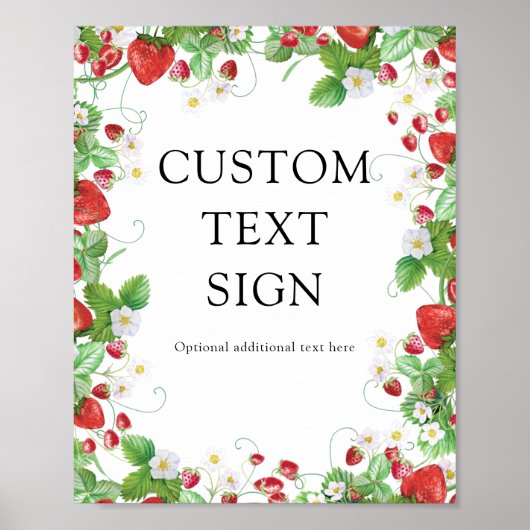 Strawberry Berry Sweet | Custom Text Baby Shooter Poster (Vorne)