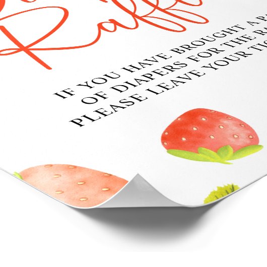 Strawberry Berry Sweet Diaper Raffle Game Sign Poster (Ecke)