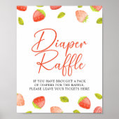 Strawberry Berry Sweet Diaper Raffle Game Sign Poster (Vorne)