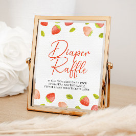 Strawberry Berry Sweet Diaper Raffle Game Sign Poster