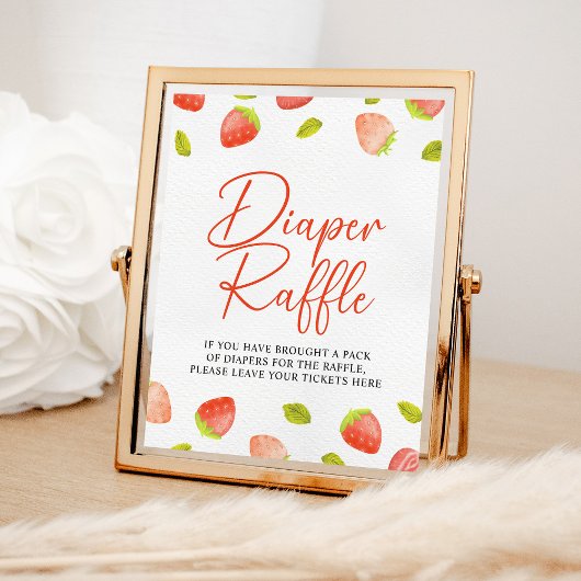 Strawberry Berry Sweet Diaper Raffle Game Sign Poster
