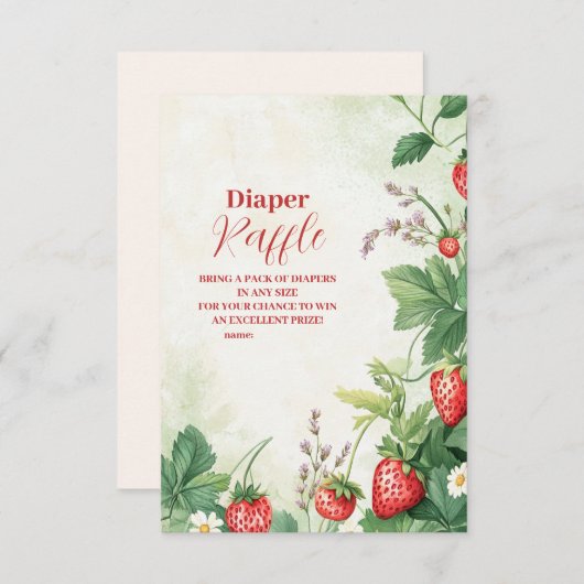 Strawberry Berry Sweet Diapper Raffle Begleitkarte (Vorne/Hinten)