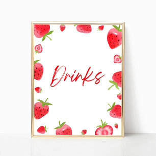 Strawberry Berry Sweet Drinks Party Zeichen Poster