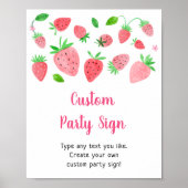 Strawberry Berry Sweet Editable Party Sign Poster (Vorne)