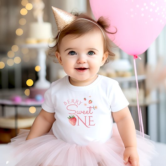 Strawberry Berry Sweet First Birthday Baby Baby T-shirt