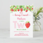 Strawberry Berry Sweet Floral Einladung (Stehend Vorderseite)