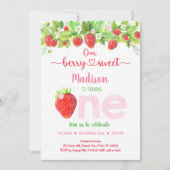Strawberry Berry Sweet Floral Erster Geburtstag Einladung (Vorderseite)