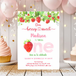 Strawberry Berry Sweet Floral Erster Geburtstag Einladung
