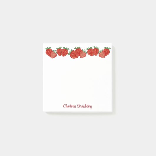 Strawberry Berry Sweet Fruit Heart Shcool Office Post-it Klebezettel (Vorderseite)