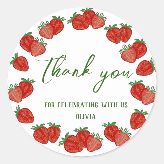 Strawberry Berry Sweet Fruit Shcool Office Geschen Runder Aufkleber (Vorderseite)