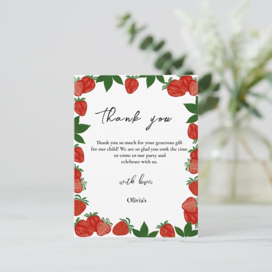 Strawberry Berry Sweet Fruit Vielen Dank Postkarte (Stehend Vorderseite)