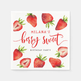 Strawberry Berry Sweet Girl's Birthday Party Serviette