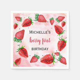 Strawberry Berry Sweet Girl's Birthday Serviette