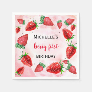Strawberry Berry Sweet Girl's Birthday Serviette